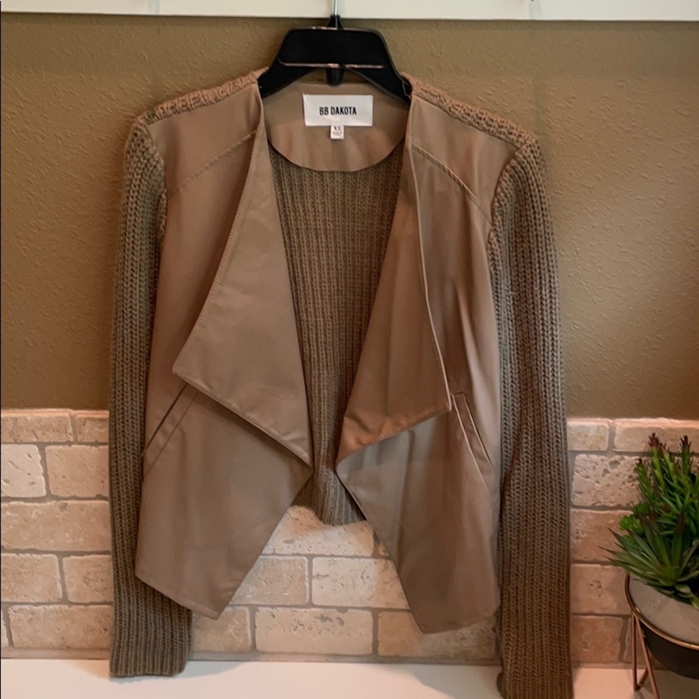 Cable Knit and Faux Leather Jacket